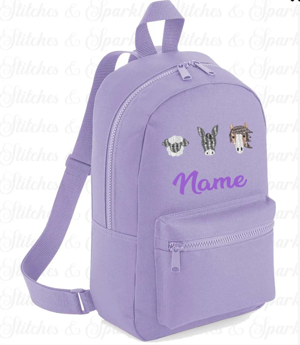 Embroidered Farm Animals Backpack