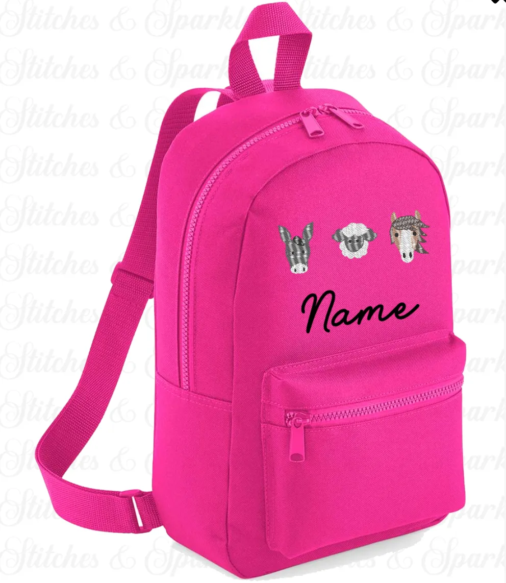Embroidered Farm Animals Backpack