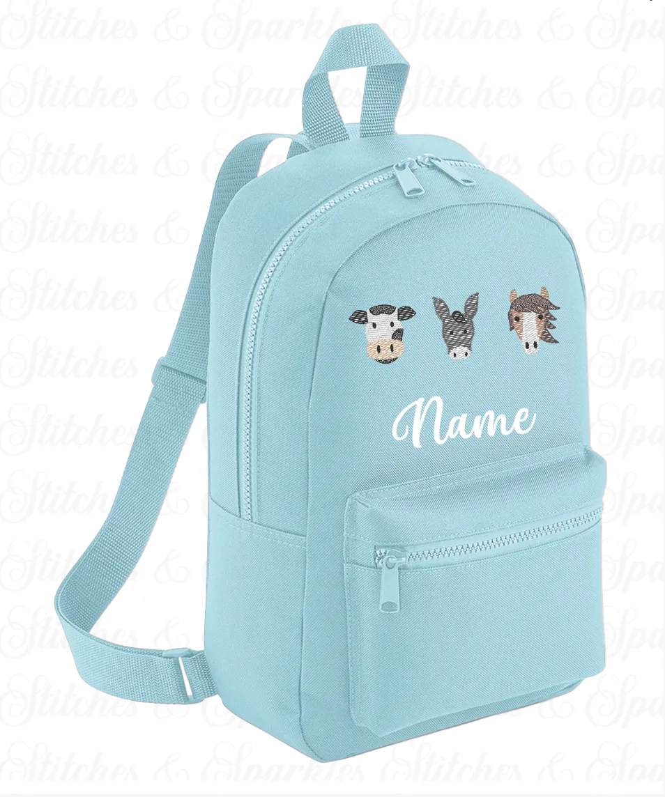 Embroidered Farm Animals Backpack
