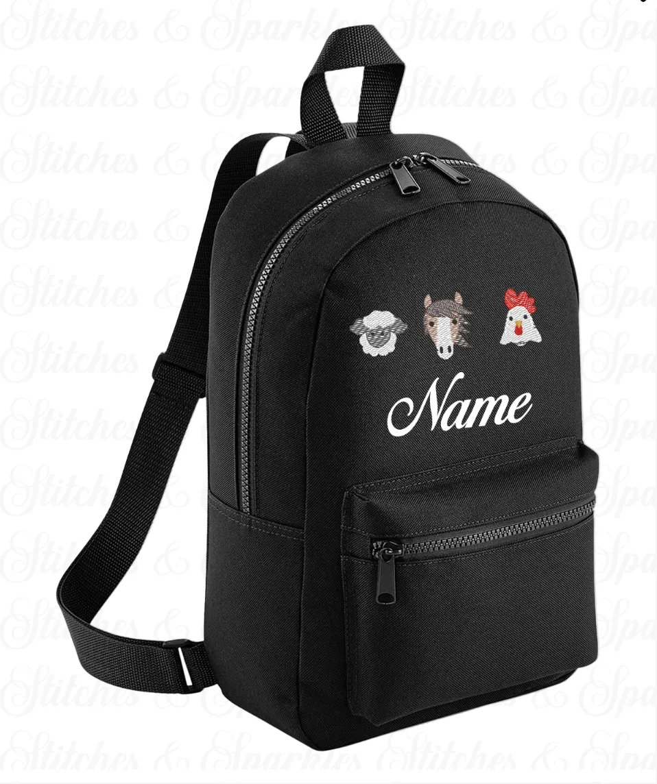 Embroidered Farm Animals Backpack