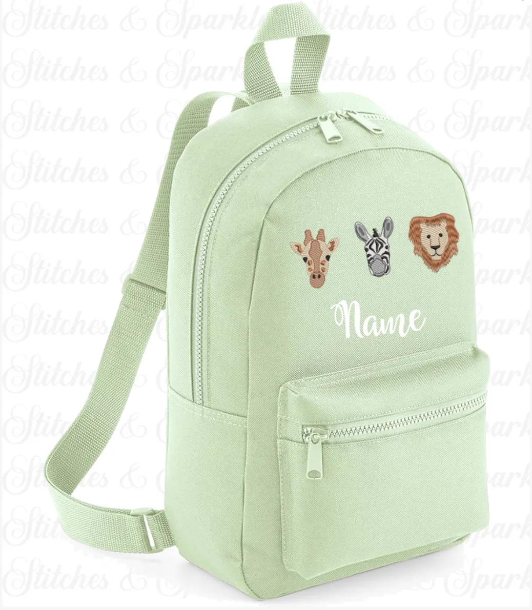 Embroidered Safari Animals Backpack