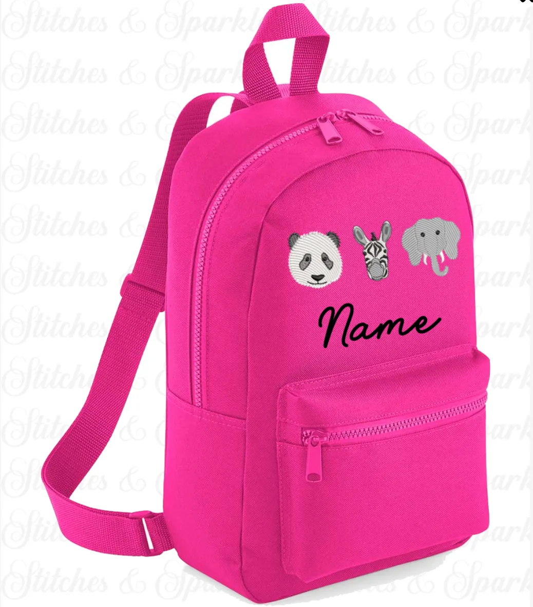 Embroidered Safari Animals Backpack