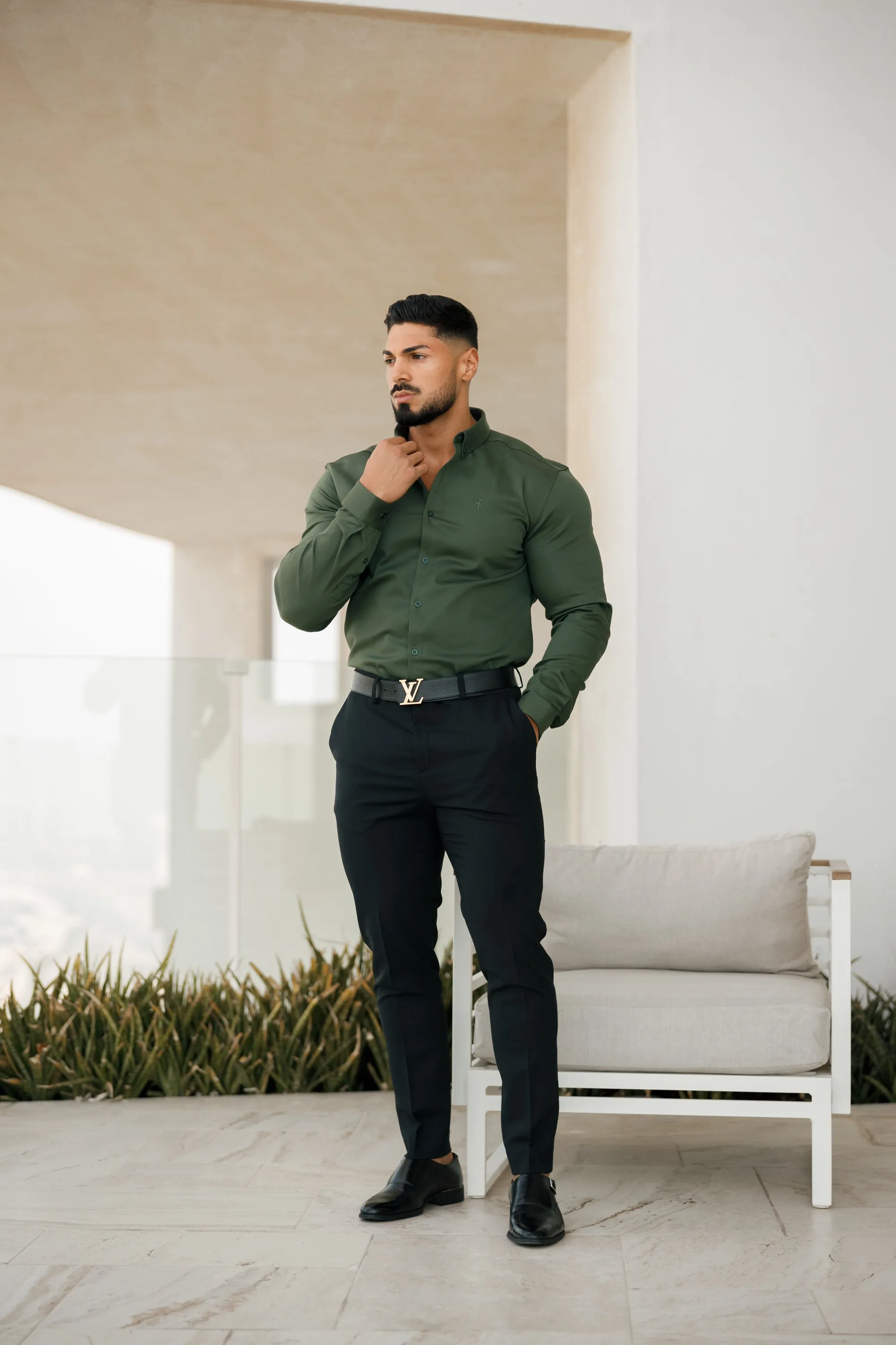 Father Sons Super Slim Stretch Khaki Denim Long Sleeve - FS211