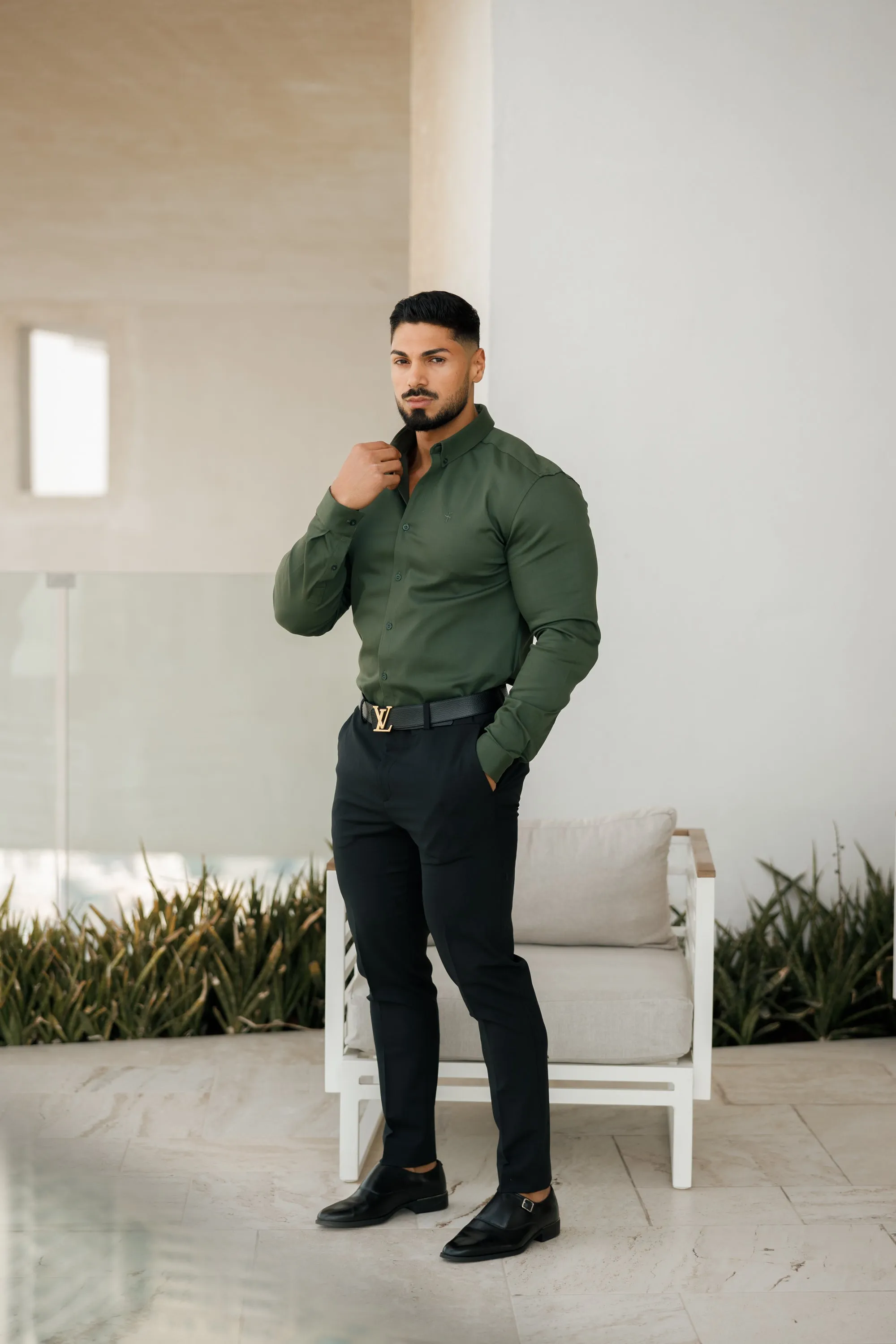 Father Sons Super Slim Stretch Khaki Denim Long Sleeve - FS211