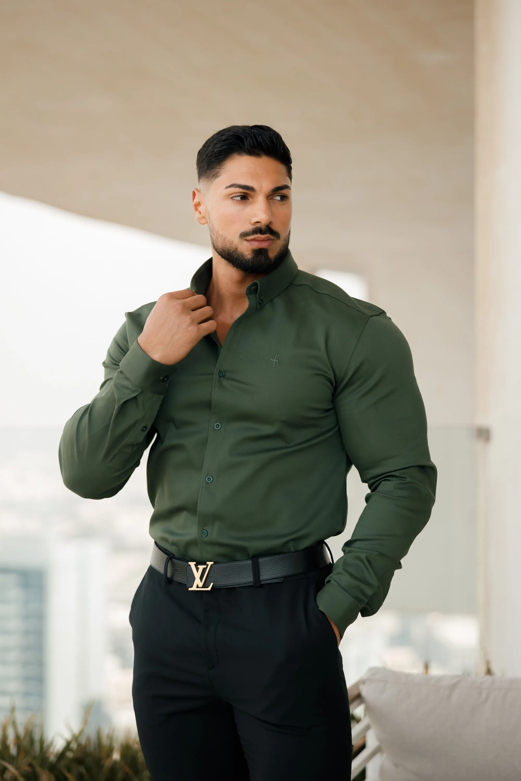Father Sons Super Slim Stretch Khaki Denim Long Sleeve - FS211