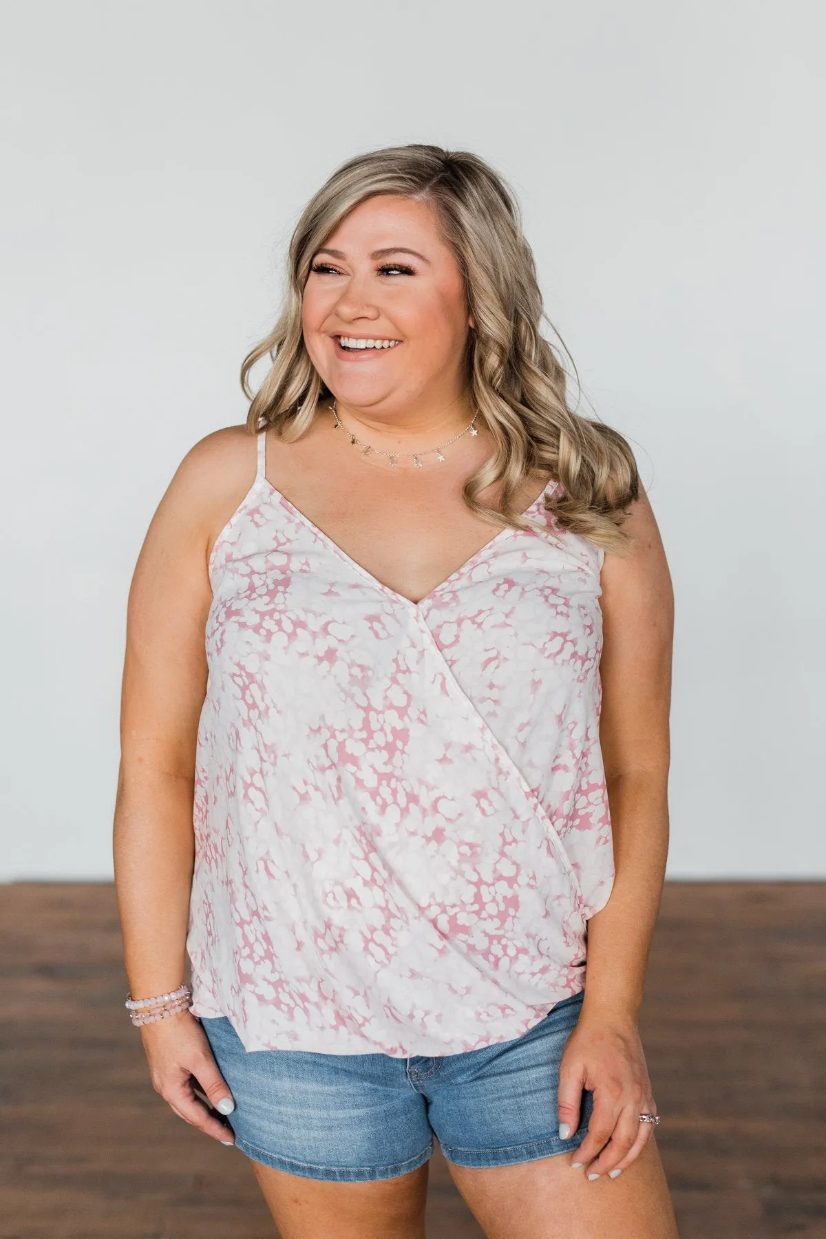 Find Your Purpose V-Neck Wrap Tank Top- Pink