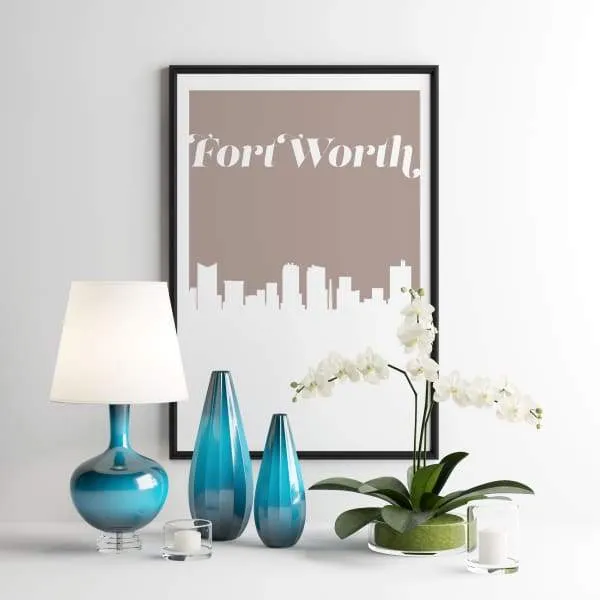 Fort Worth, Texas retro inspired city skyline