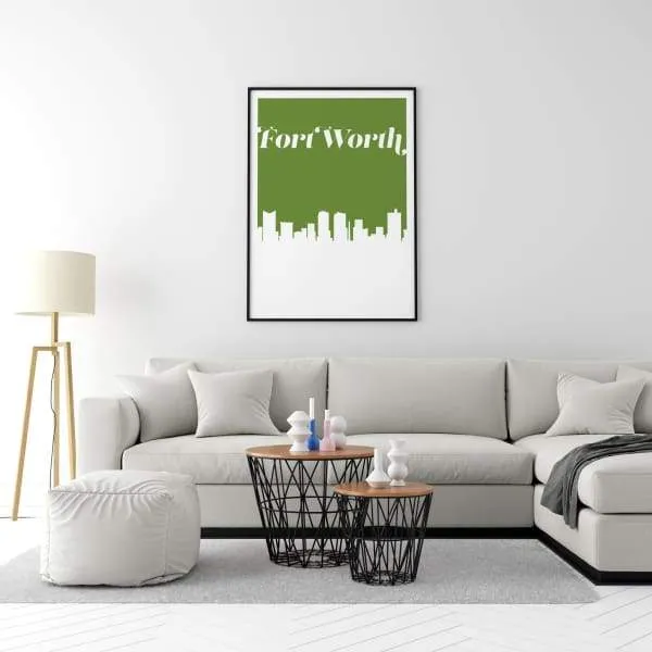 Fort Worth, Texas retro inspired city skyline