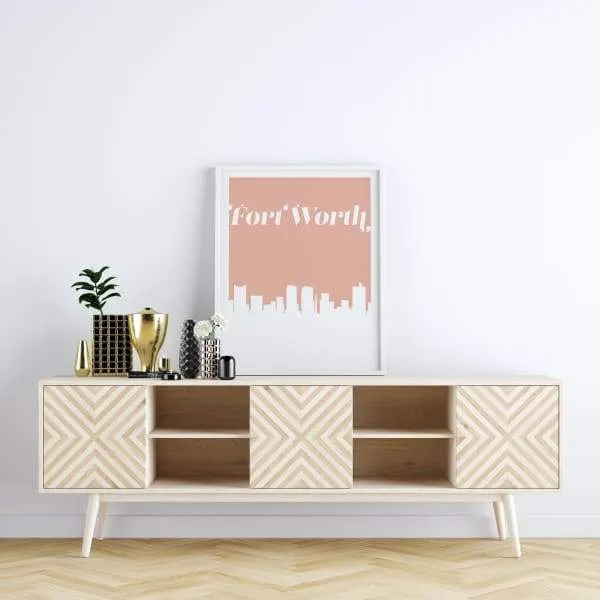 Fort Worth, Texas retro inspired city skyline