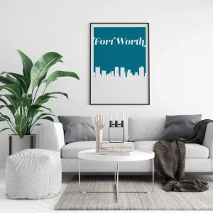 Fort Worth, Texas retro inspired city skyline