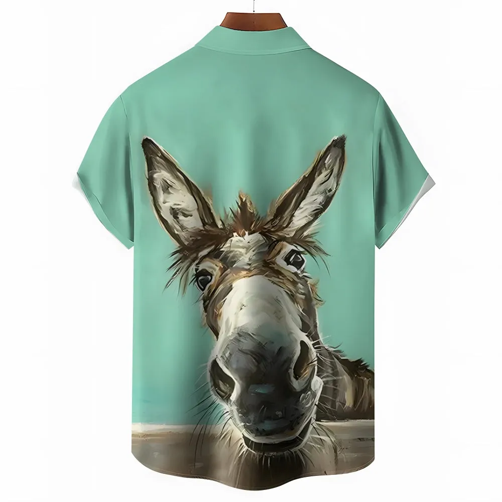 Fun Animal Print Casual Oversized Short-Sleeved Shirt 2407000271