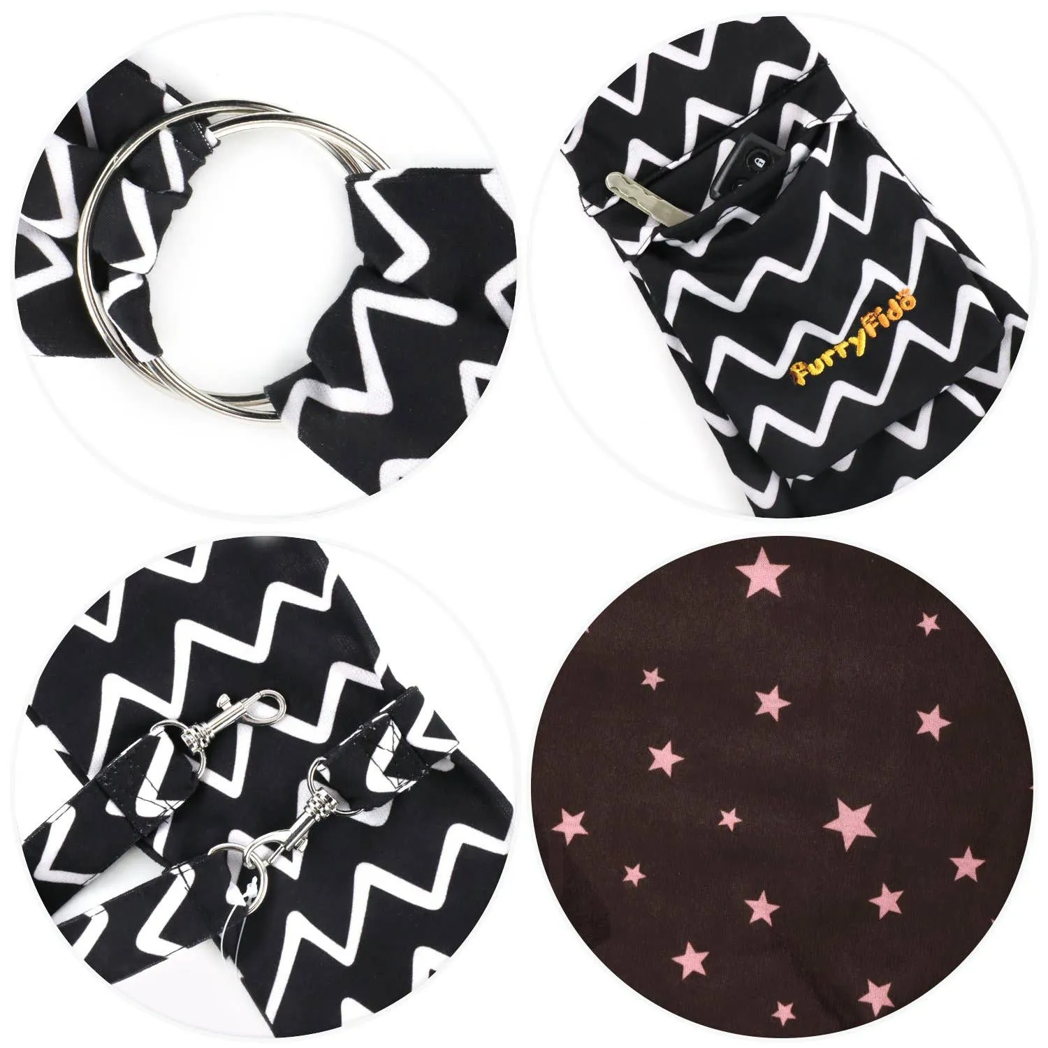 Furry Fido Pet Supplies - Furry Fido Chevron Black Adjustable Pocket Pet Sling