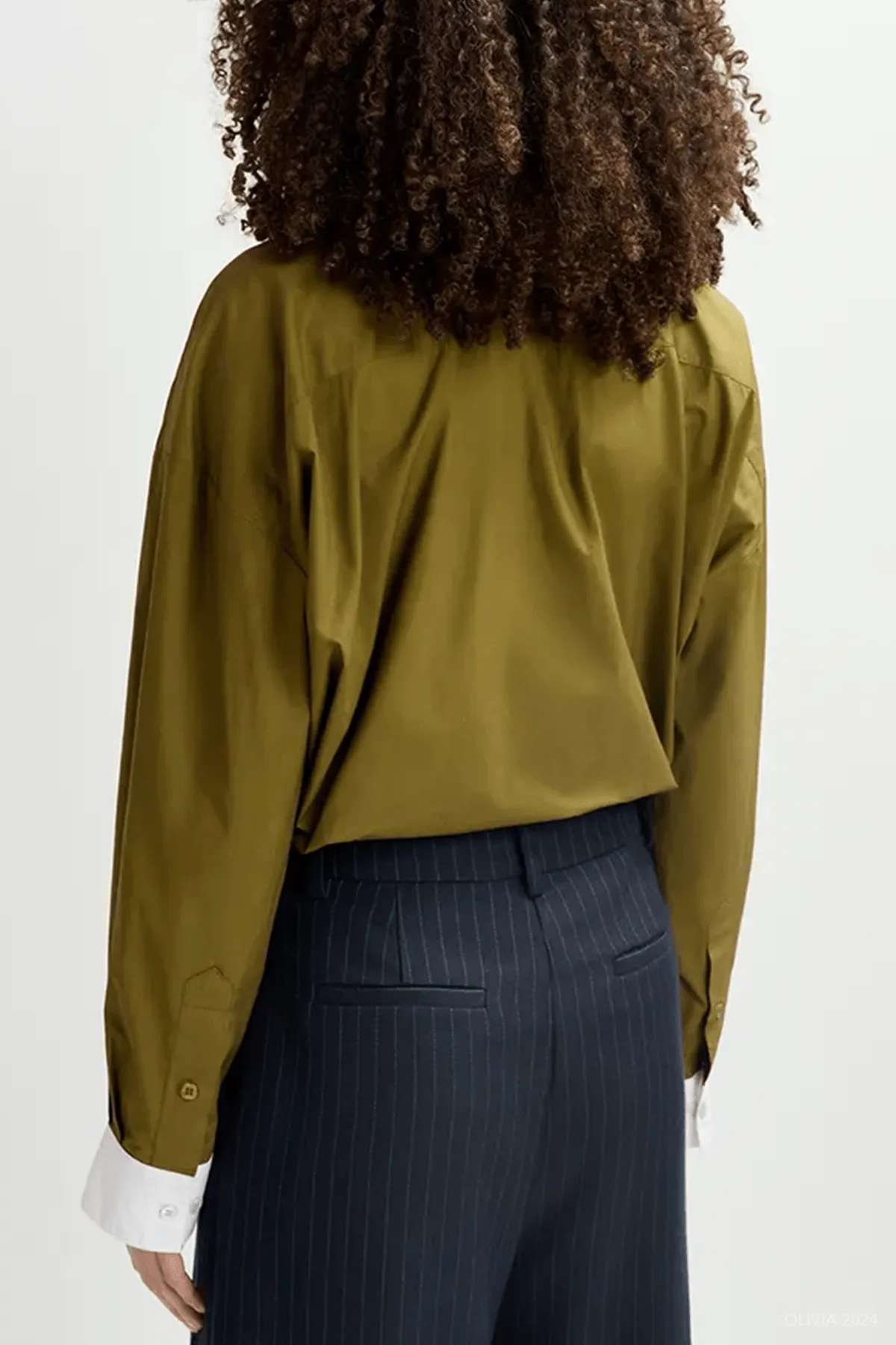 Gail Embellished Cotton Shirt in Khaki