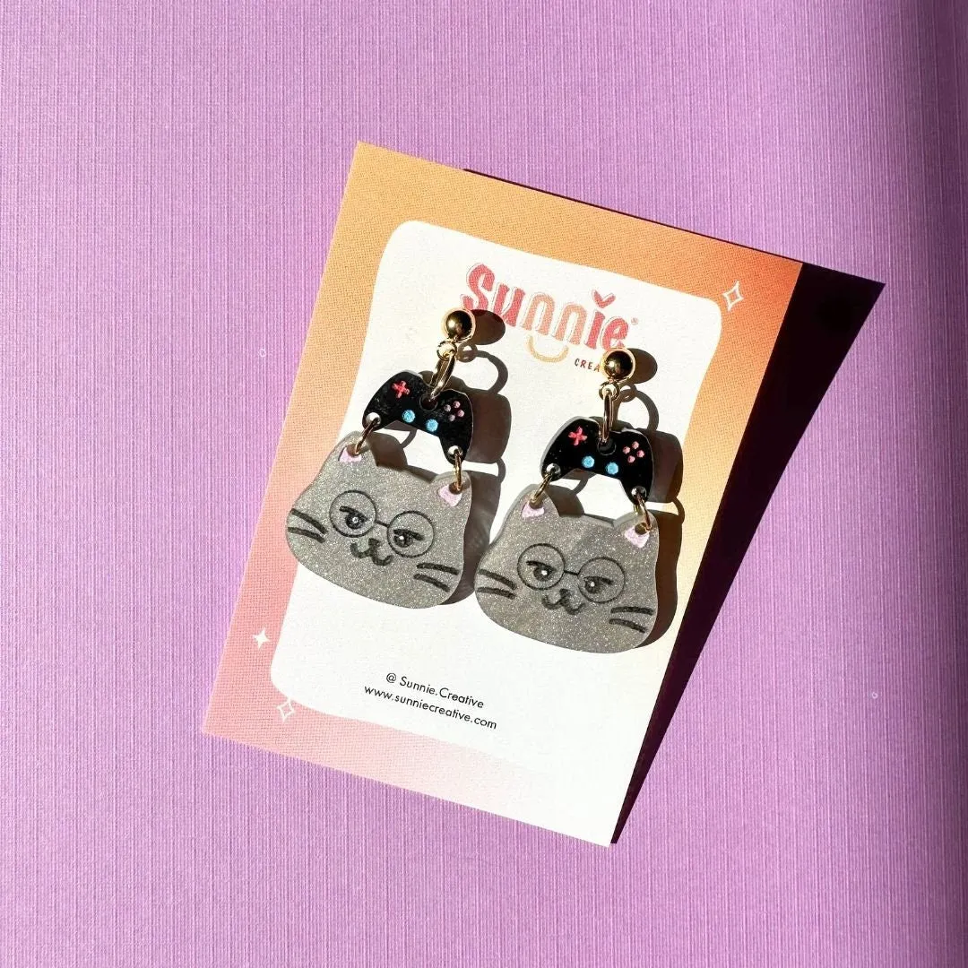 Game Boy Cat Earrings