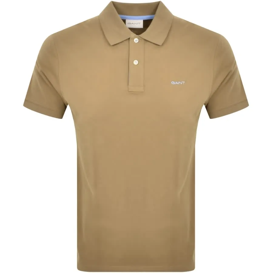 Gant Regular Fit Contrast Pique Golfer Khaki