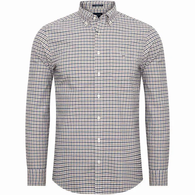 GANT Warm Khaki Oxford 3 Color Gingham Button Down Shirt 3056500 Size M NWT
