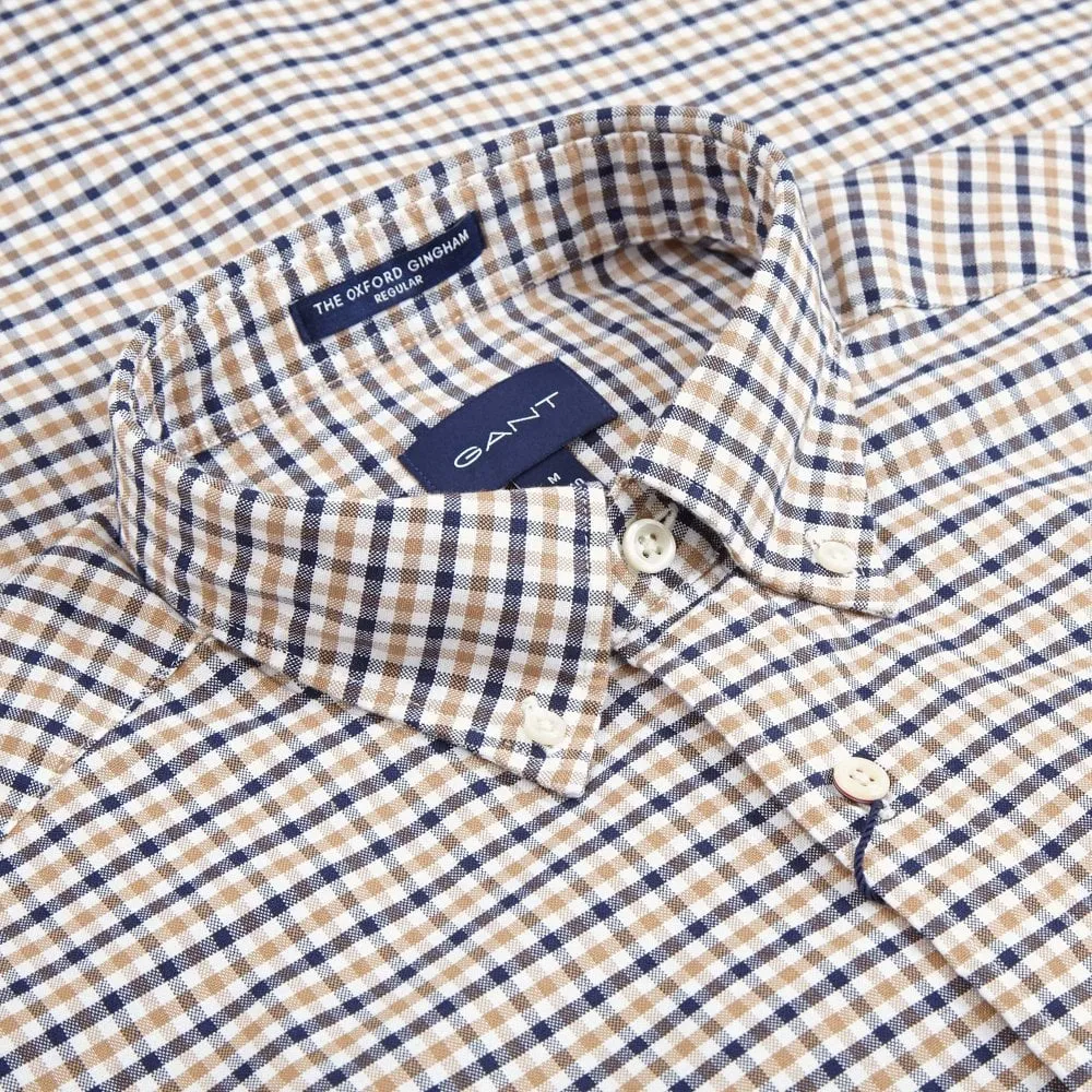 GANT Warm Khaki Oxford 3 Color Gingham Button Down Shirt 3056500 Size M NWT