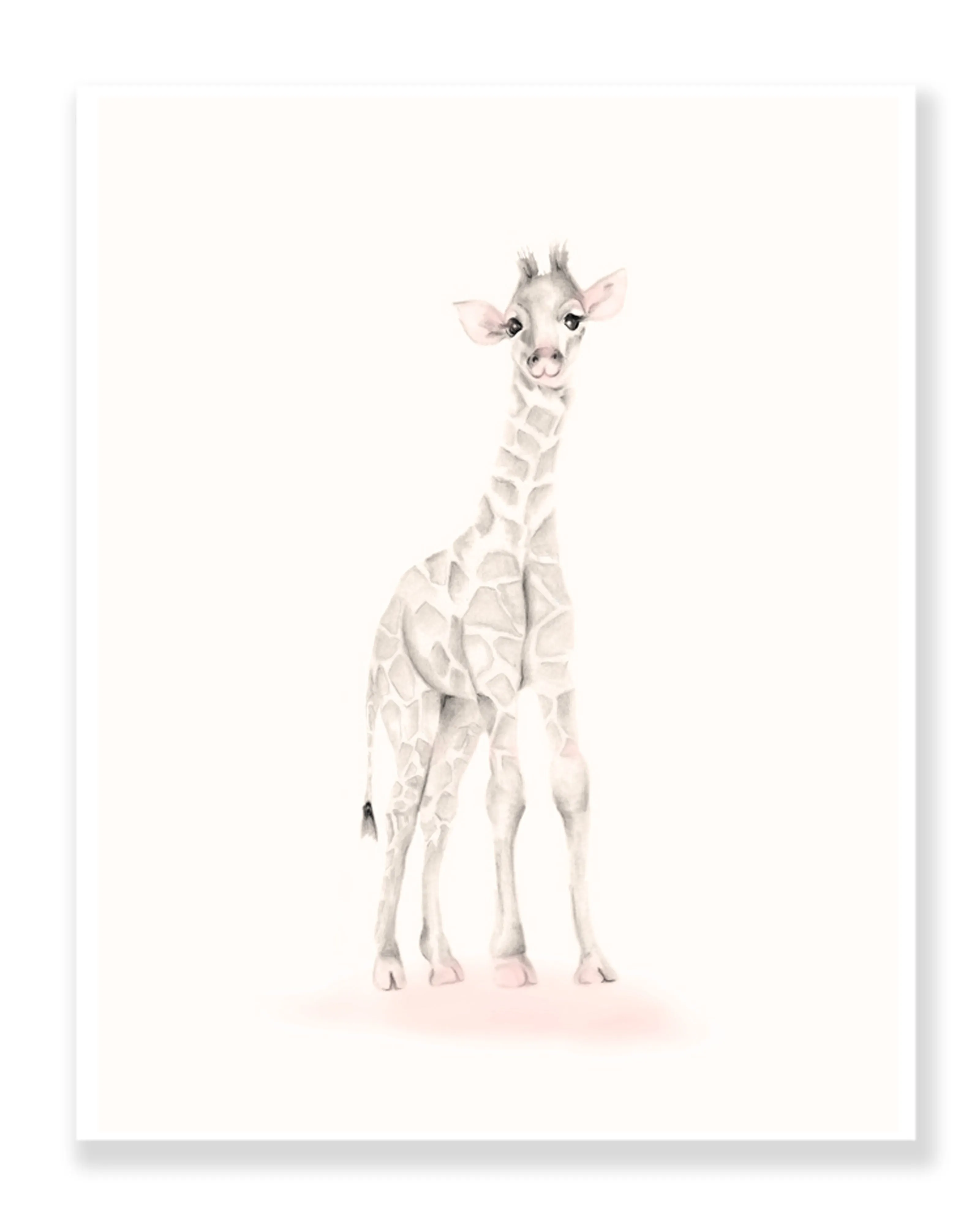 Giraffe Nursery Art Print - Sweet Blush