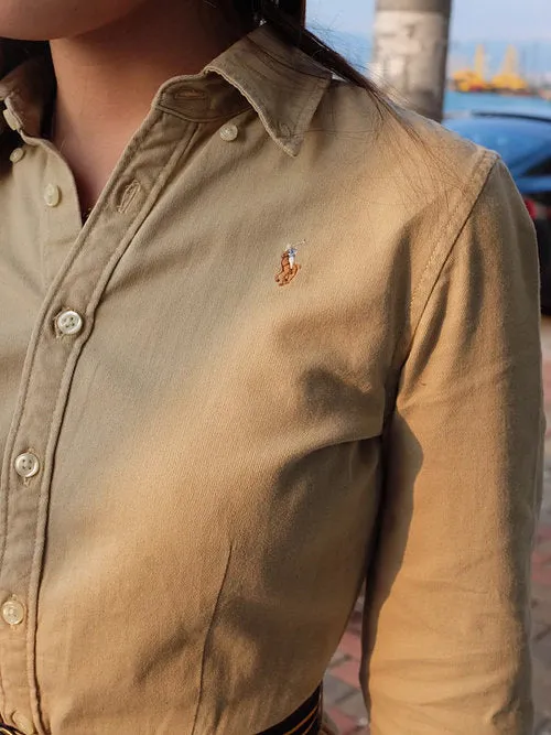 Girls Khaki Shirtdress