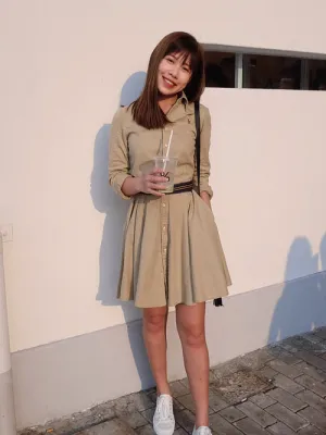 Girls Khaki Shirtdress