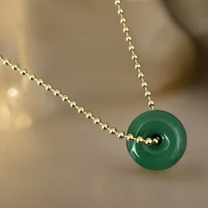Green Jade Disc Necklace