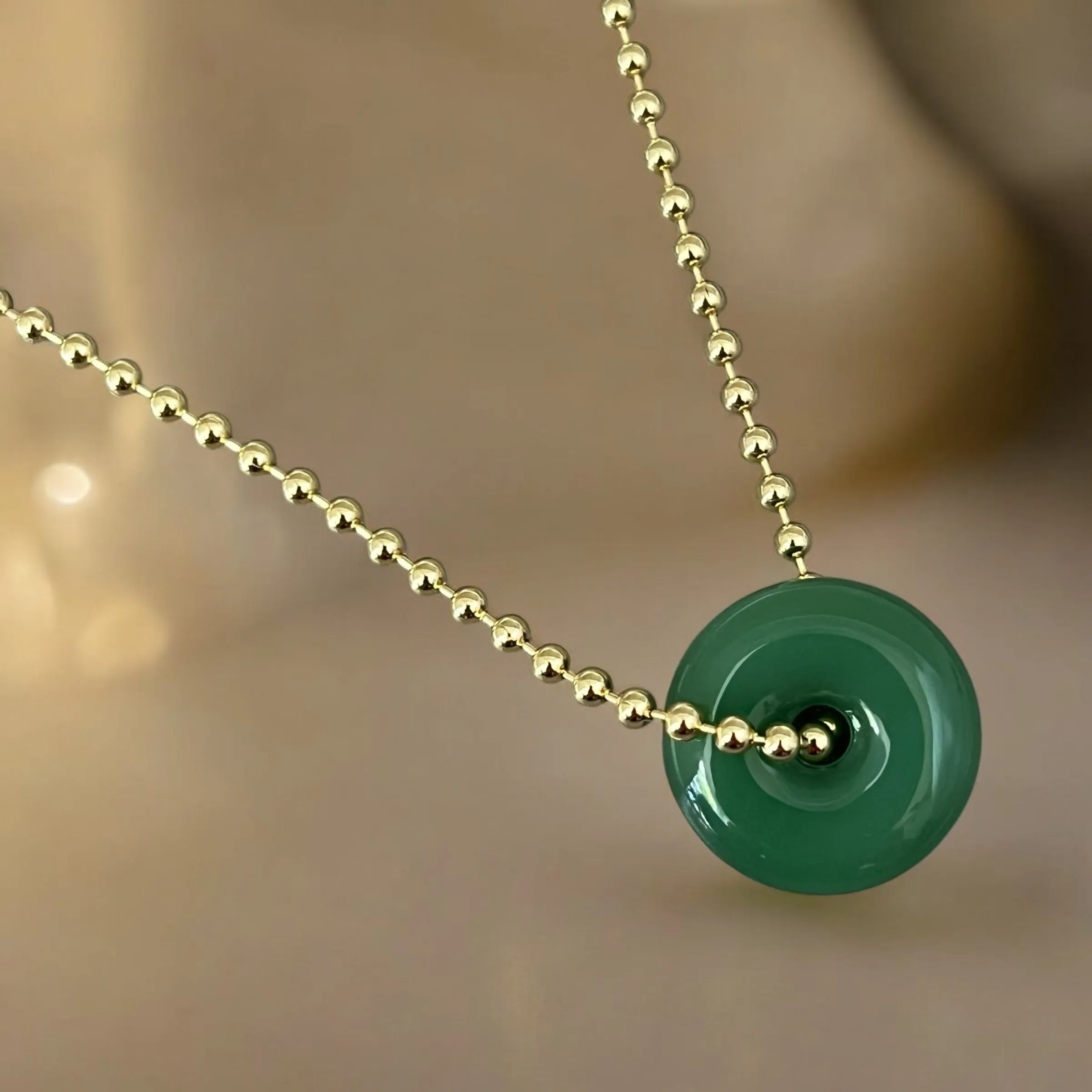 Green Jade Disc Necklace