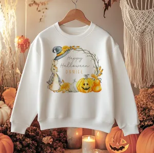 Halloween Peter Rabbit Inspired Wreath Personalised Toddler & Kids Sweatshirt