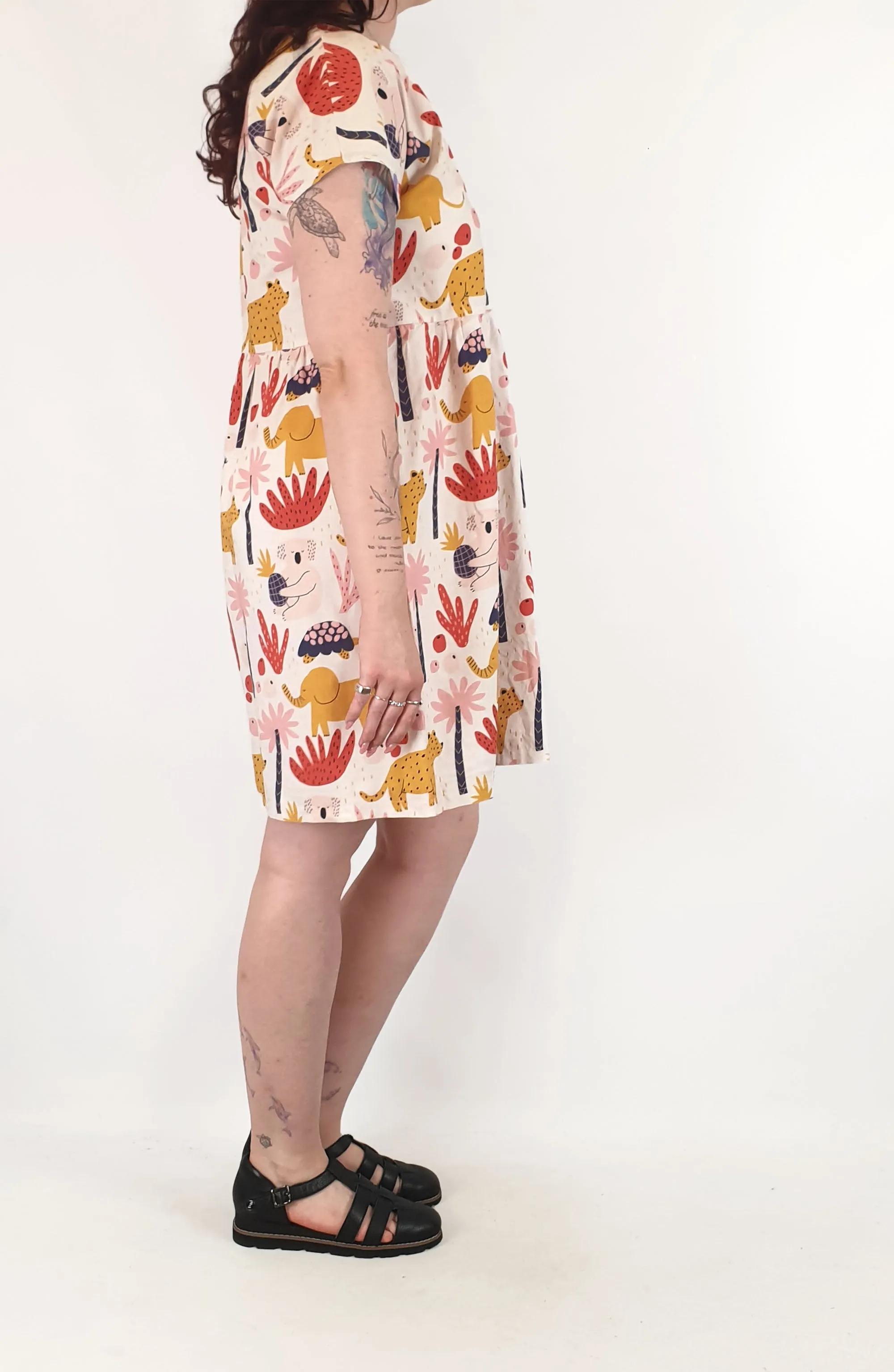 Handmade fun animal print dress, fits 12-14