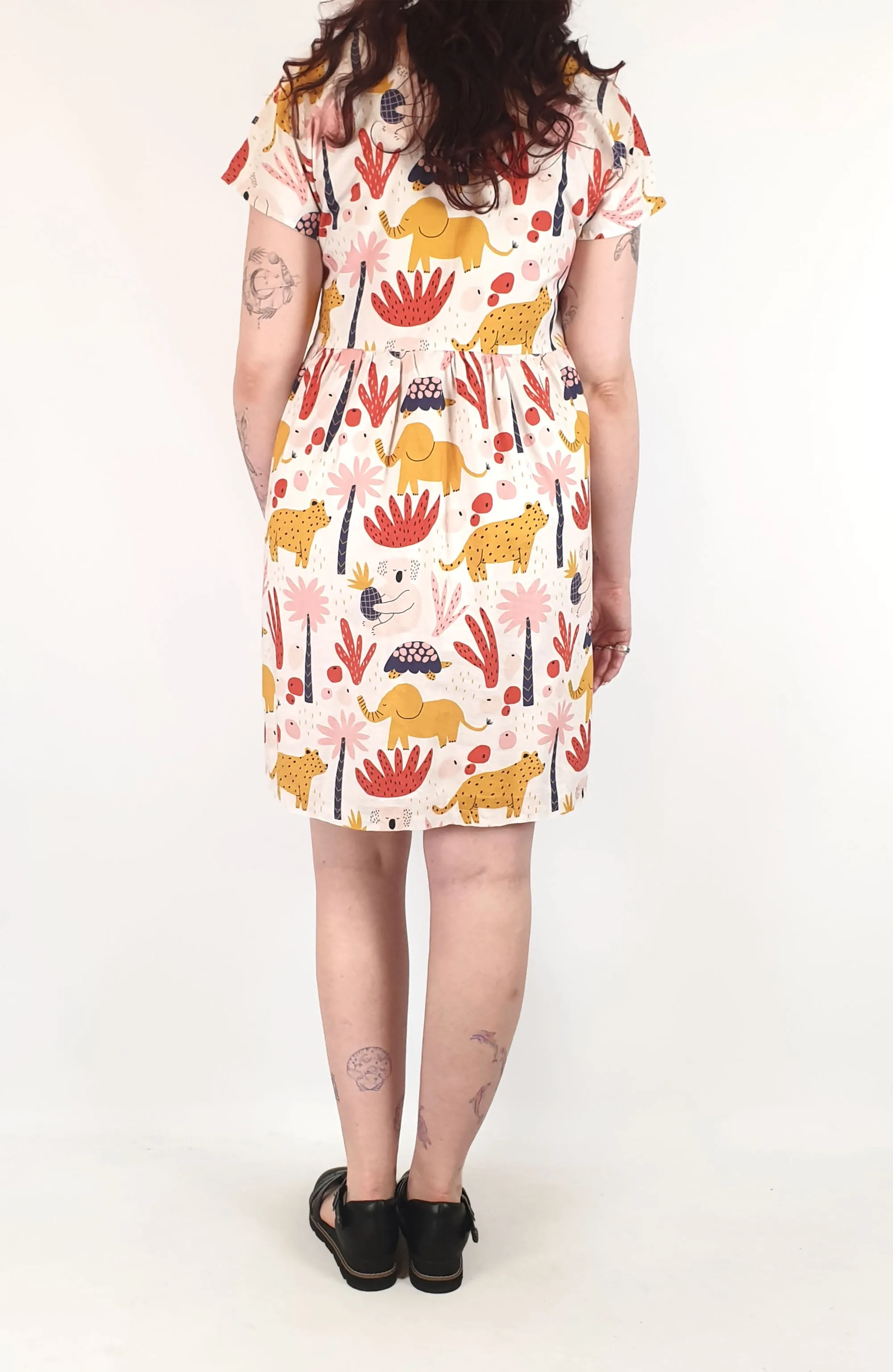 Handmade fun animal print dress, fits 12-14