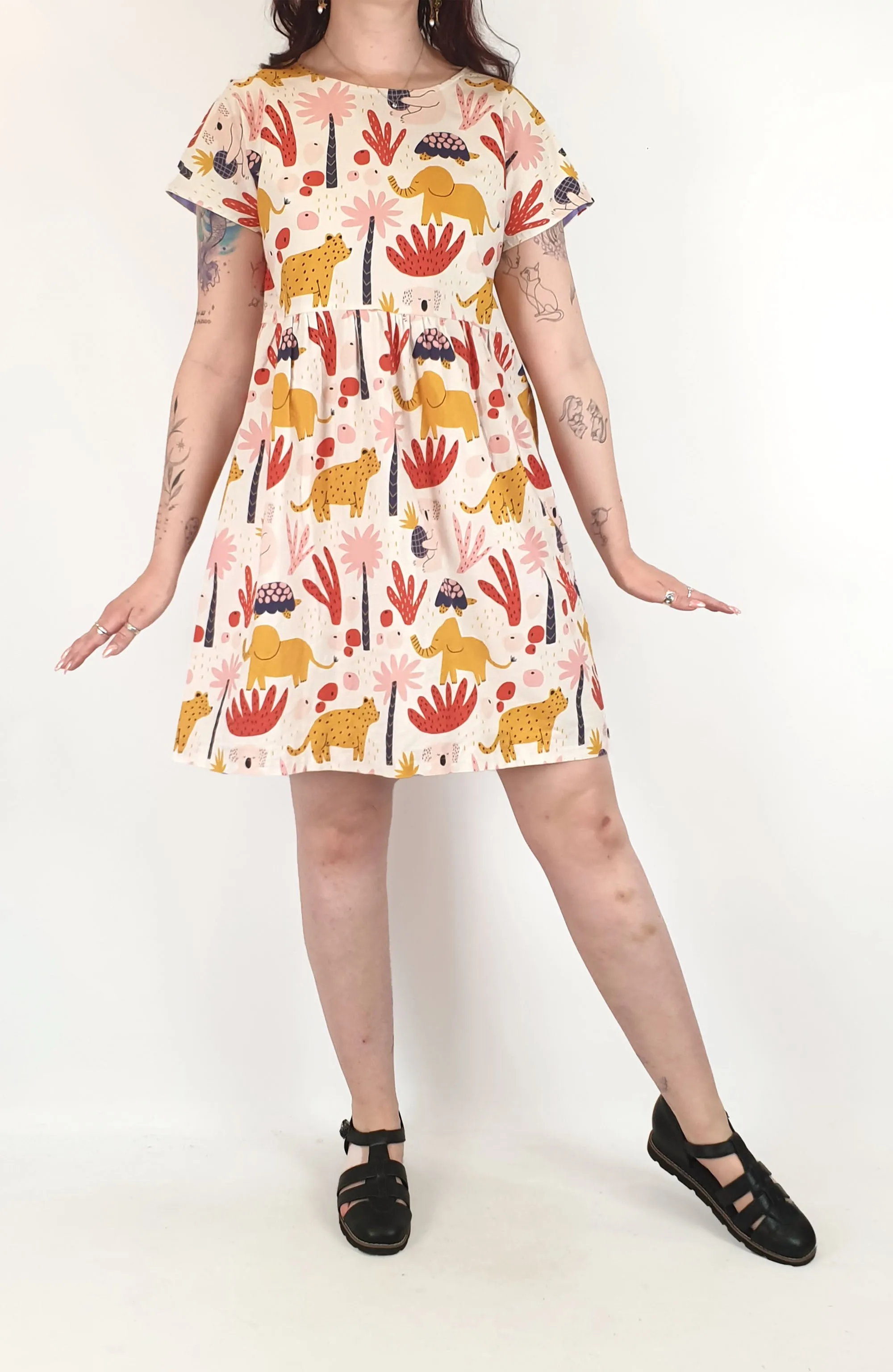 Handmade fun animal print dress, fits 12-14