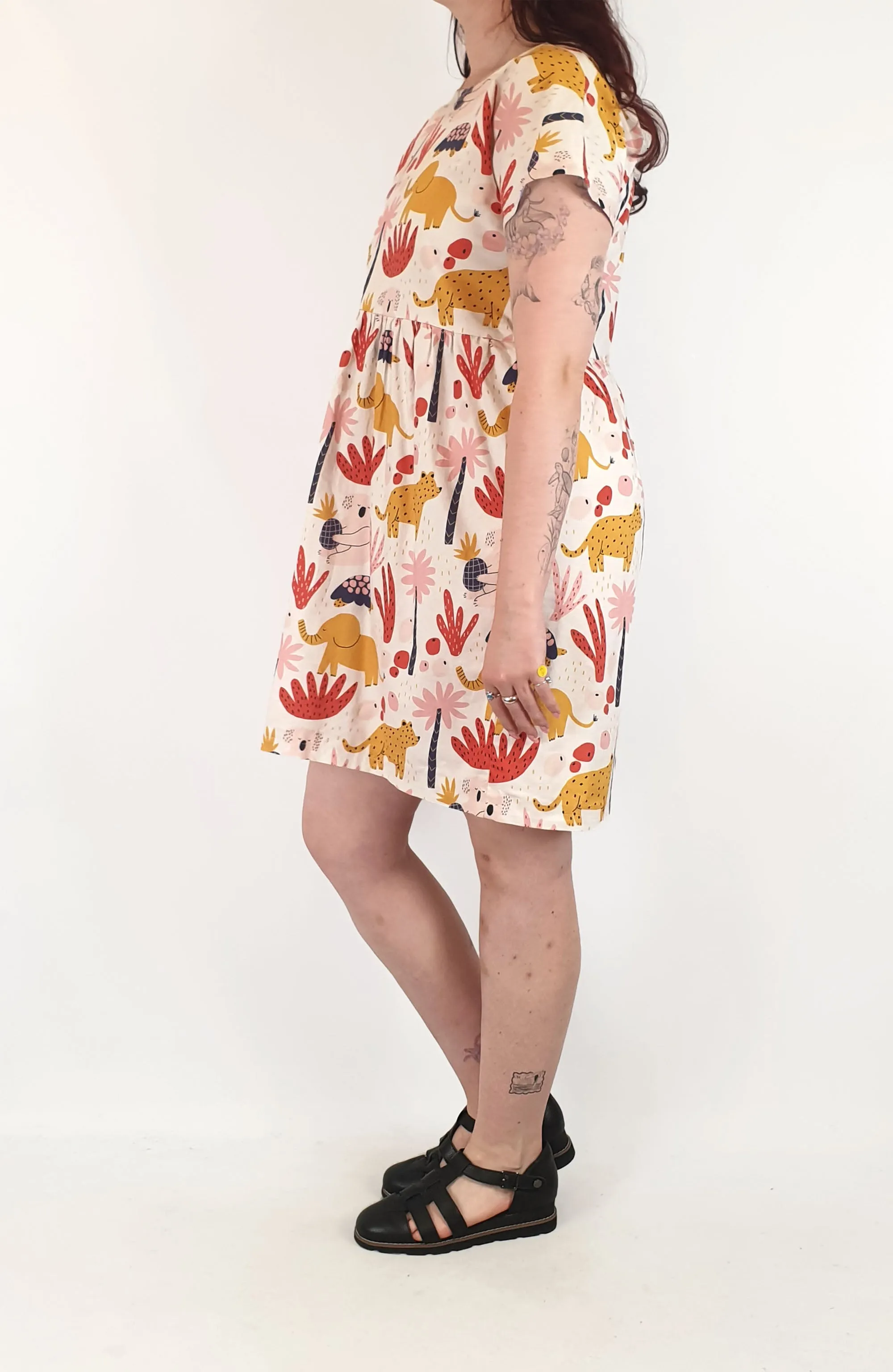 Handmade fun animal print dress, fits 12-14