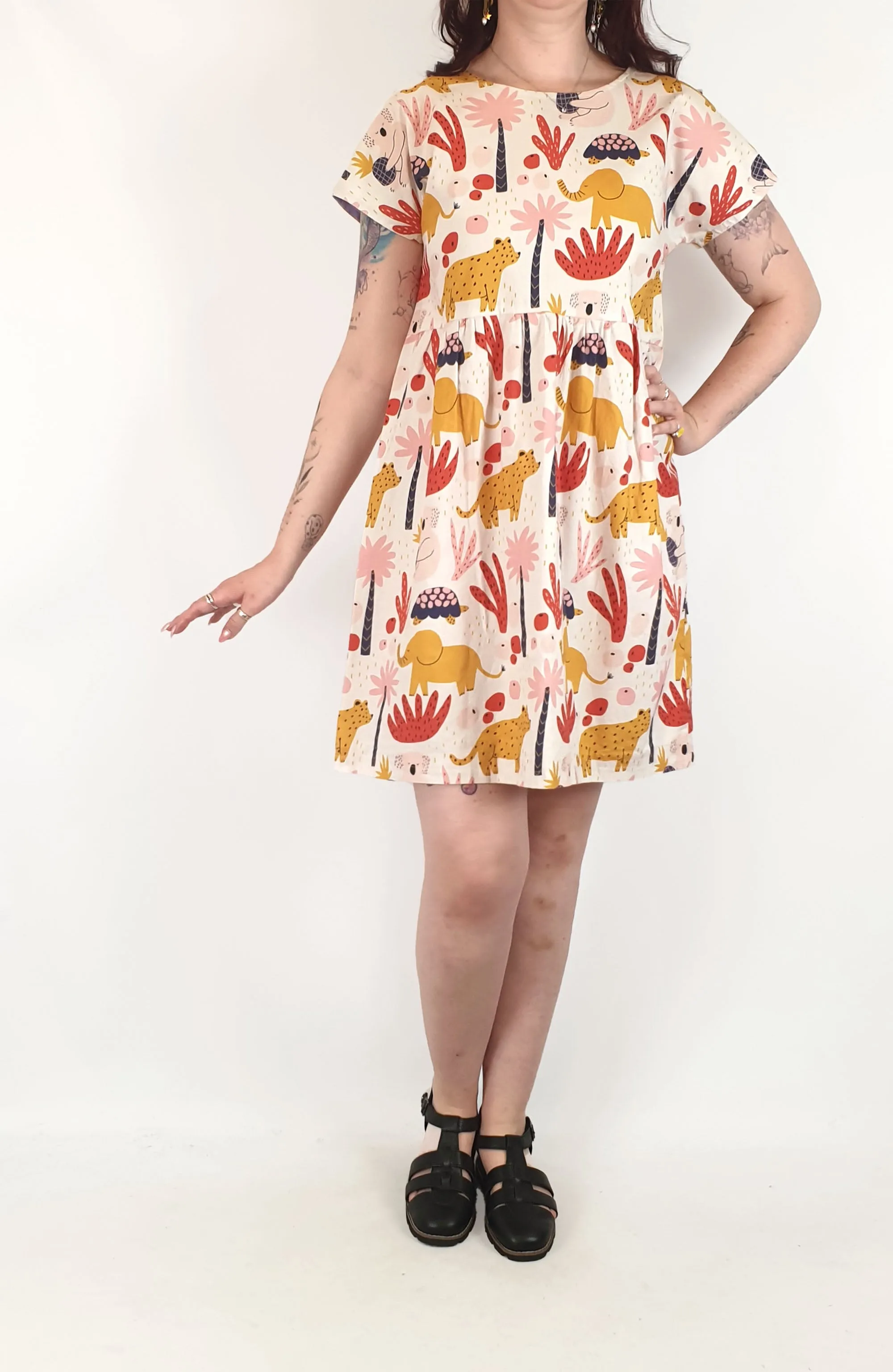 Handmade fun animal print dress, fits 12-14