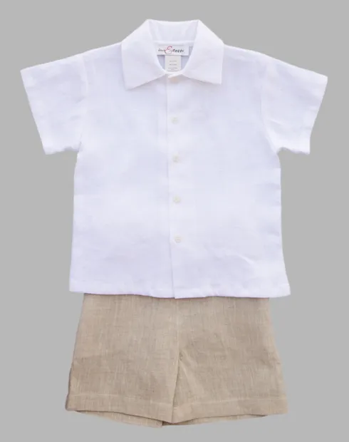 Jack and Teddy Khaki Linen Shorts