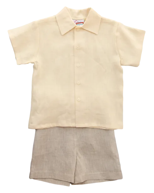 Jack and Teddy Khaki Linen Shorts
