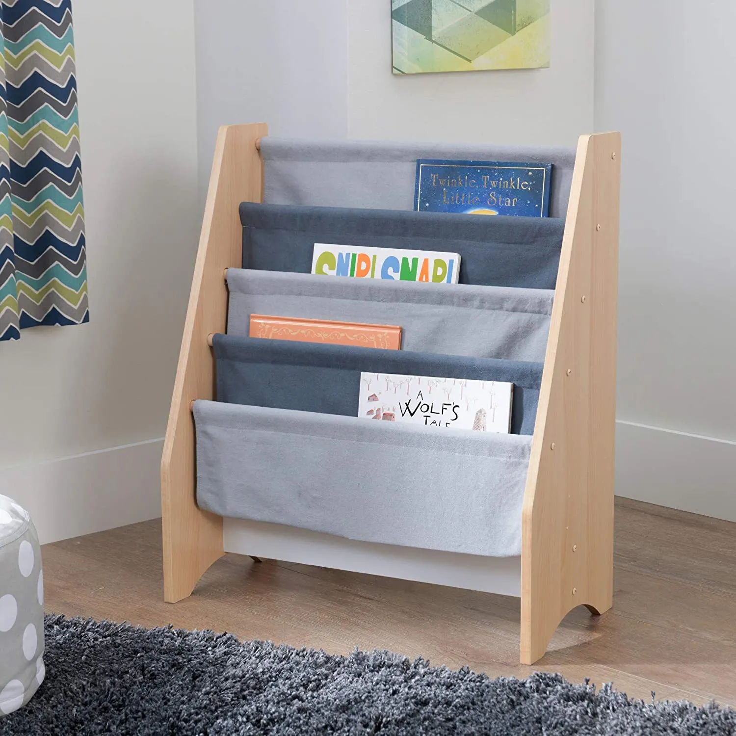 KidKraft Sling Bookshelf Grey & Natural! Brand new in box! Great way for your little ones to organize their books.