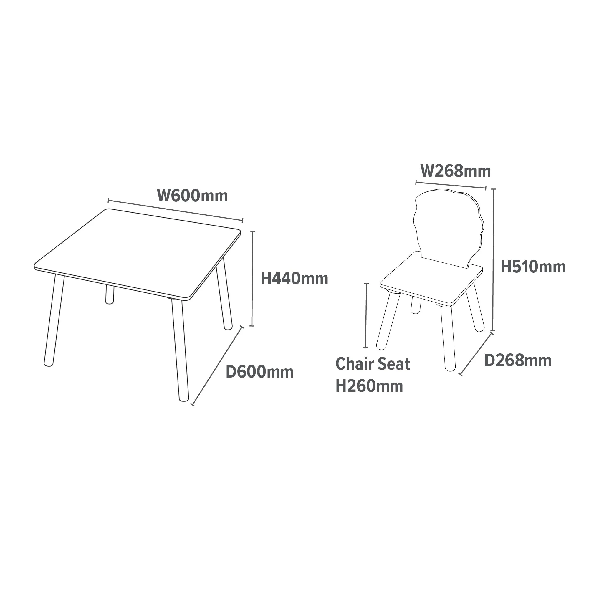 Kids | Scratch-Resistant Jungle Wooden Table and 2 Chairs | White | Lion & Zebra