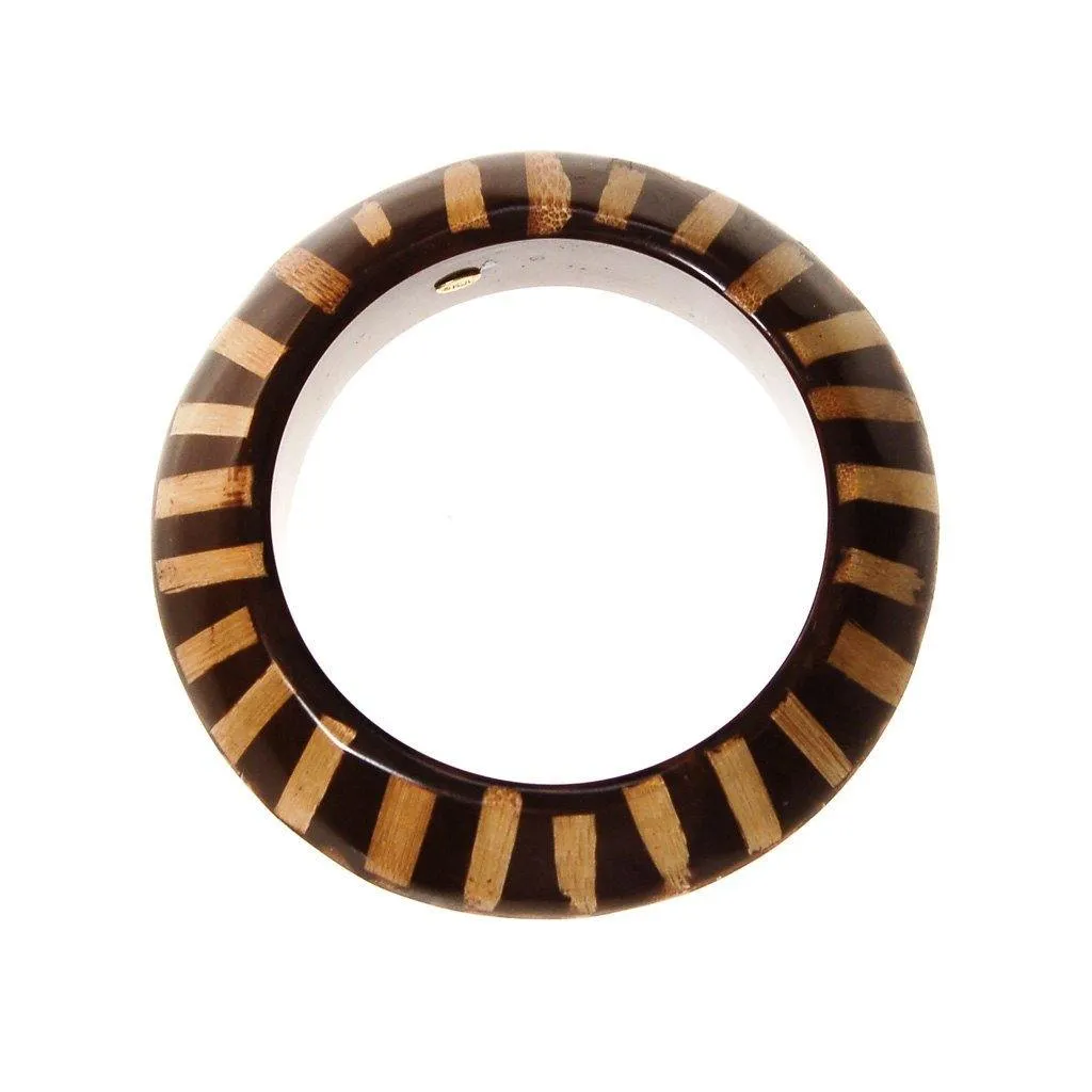 KJL Brown Lucite with Wood Bangle Bracelet
