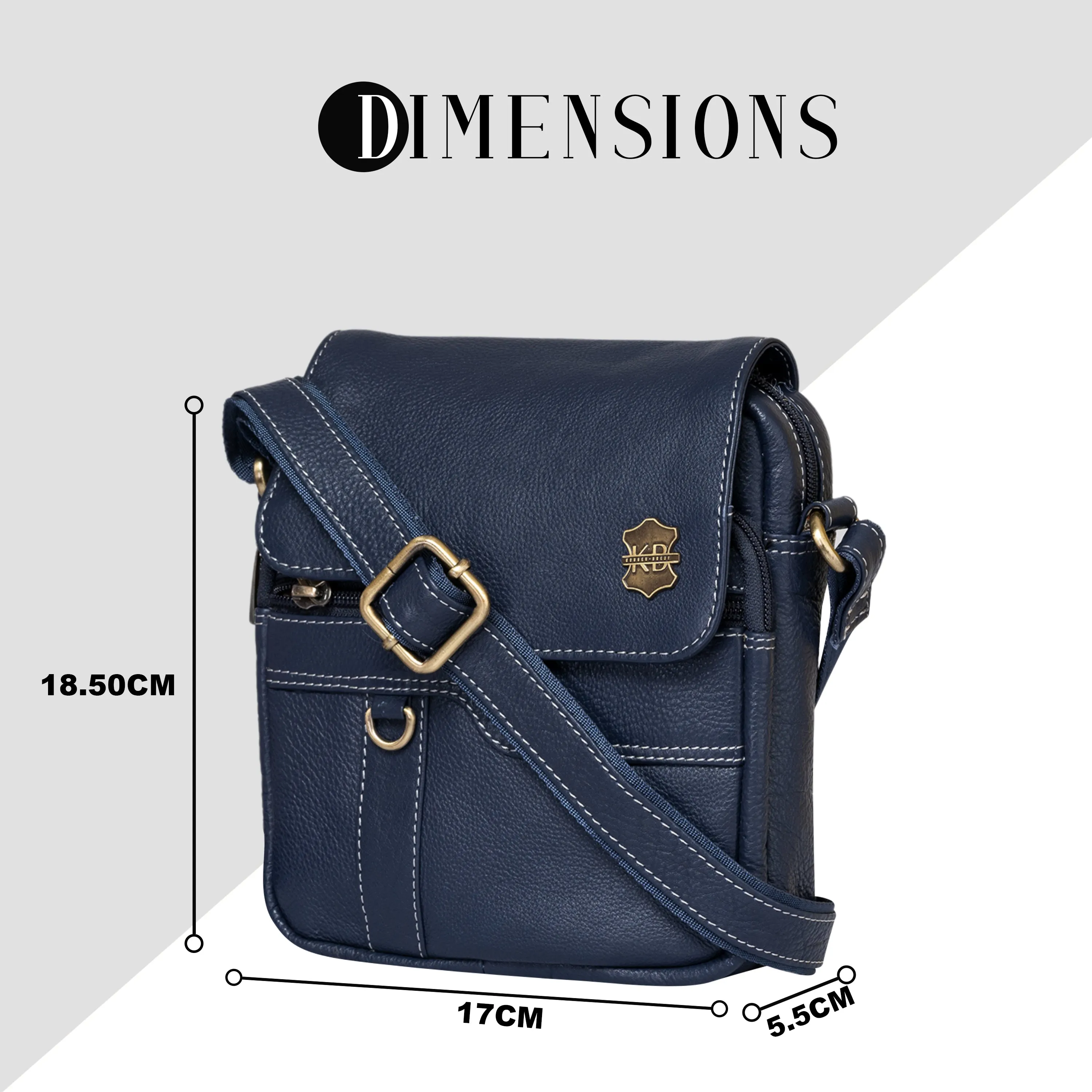 Kuger-Brent Aspen Navy Genuine Leather Unisex Sling Bag