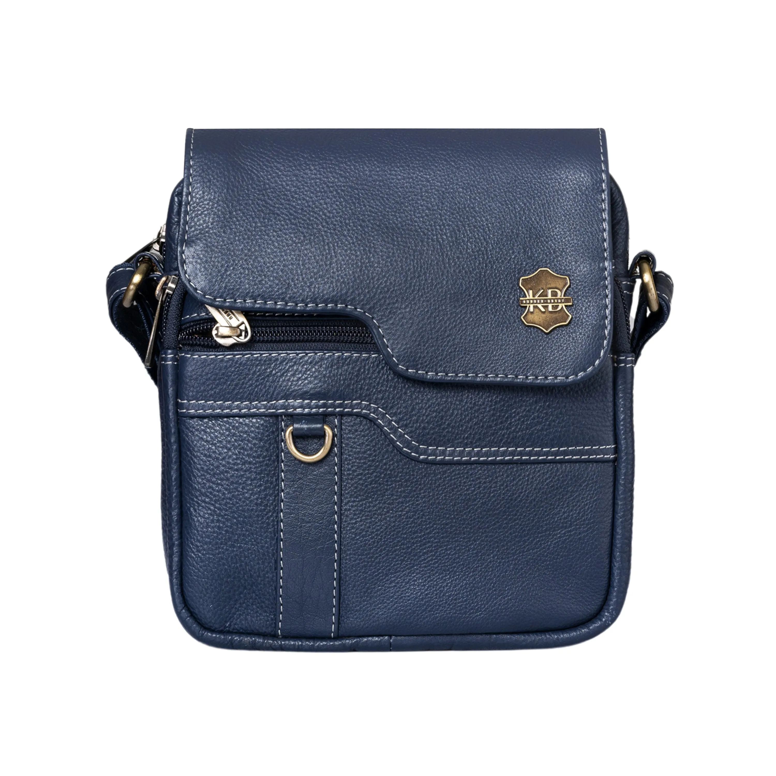 Kuger-Brent Aspen Navy Genuine Leather Unisex Sling Bag