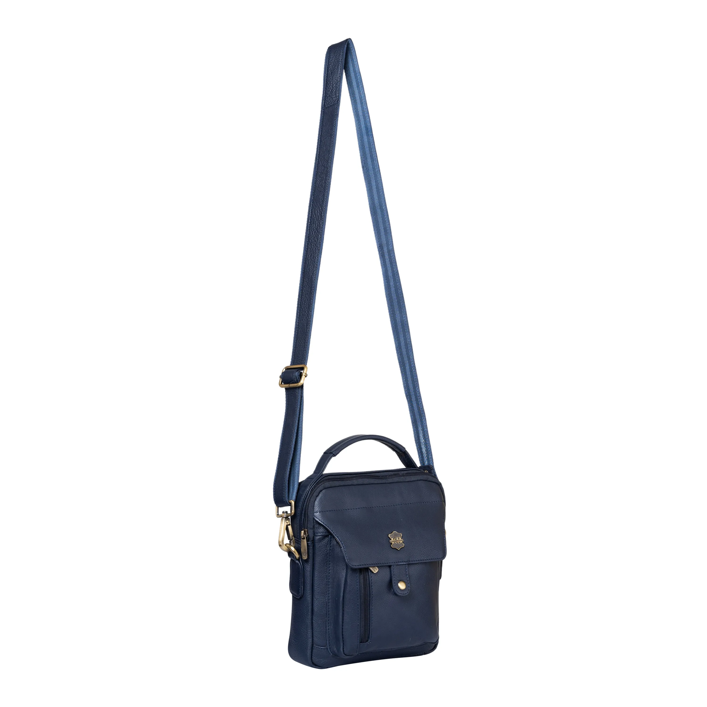 Kuger-Brent Zephyr Navy Genuine Leather Unisex Sling Bag