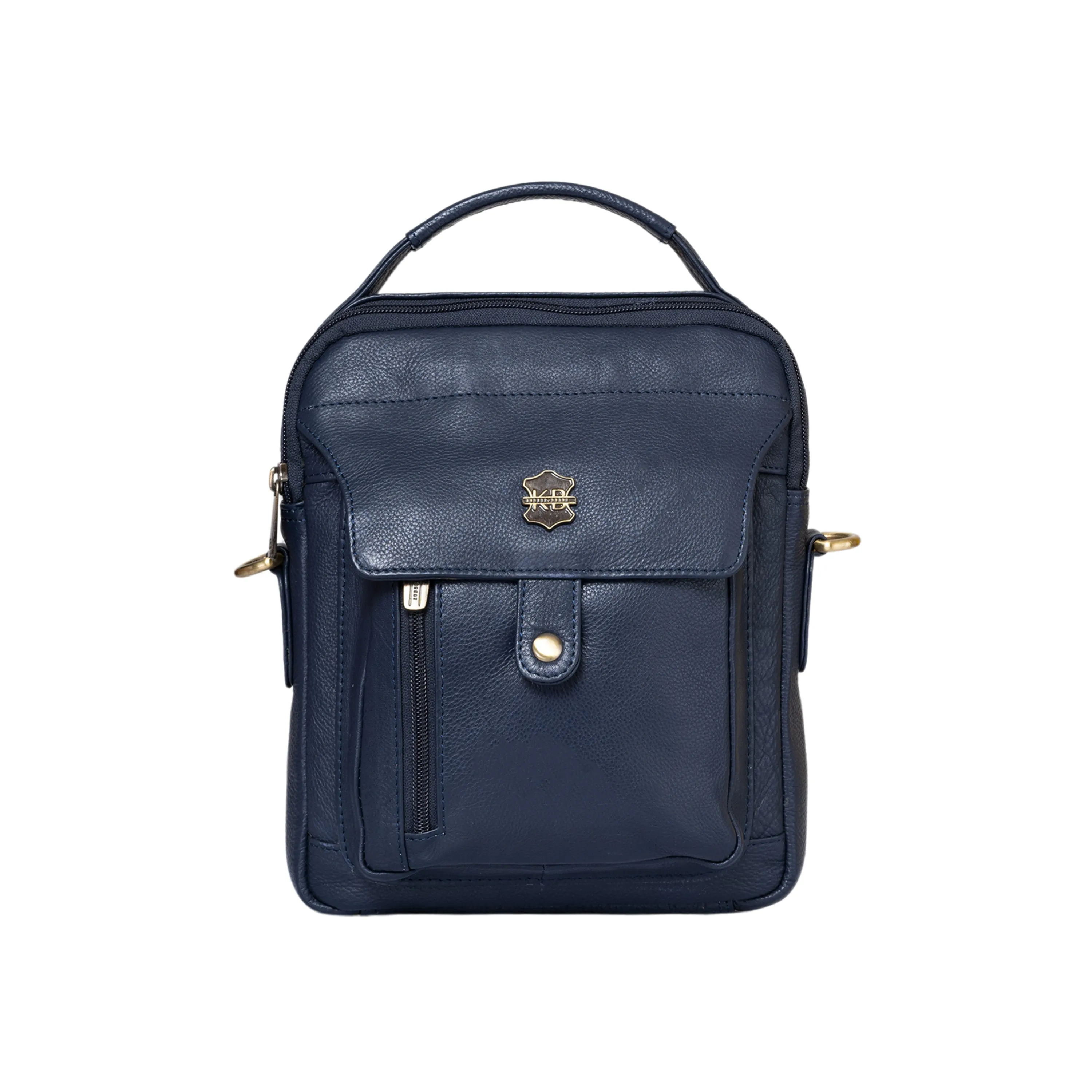 Kuger-Brent Zephyr Navy Genuine Leather Unisex Sling Bag