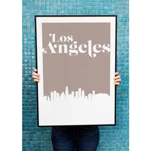 Los Angeles, California retro inspired city skyline