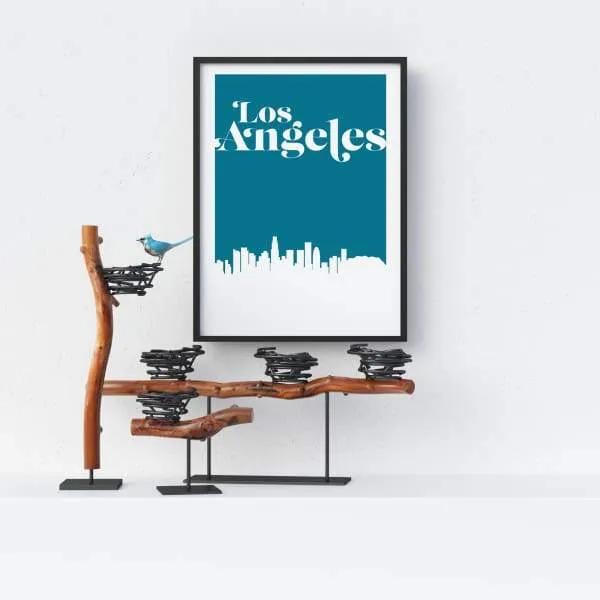 Los Angeles, California retro inspired city skyline