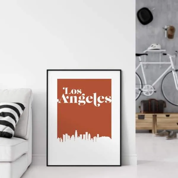 Los Angeles, California retro inspired city skyline