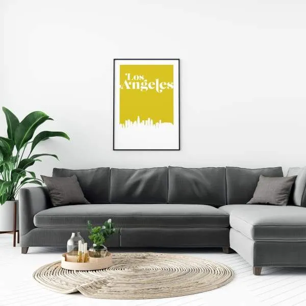 Los Angeles, California retro inspired city skyline