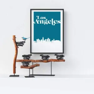 Los Angeles, California retro inspired city skyline