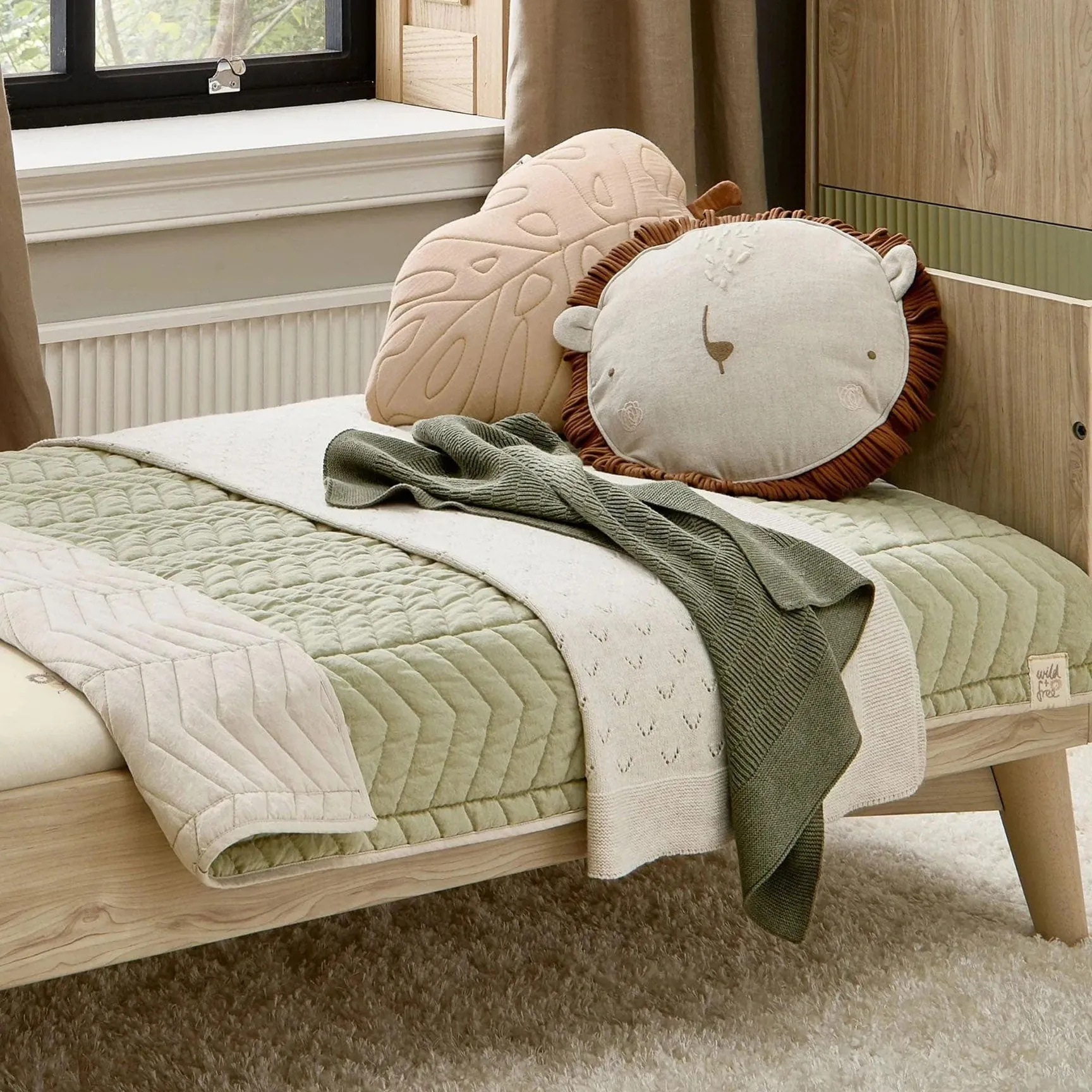 Mamas & Papas Knitted Blanket Small - Khaki Rib