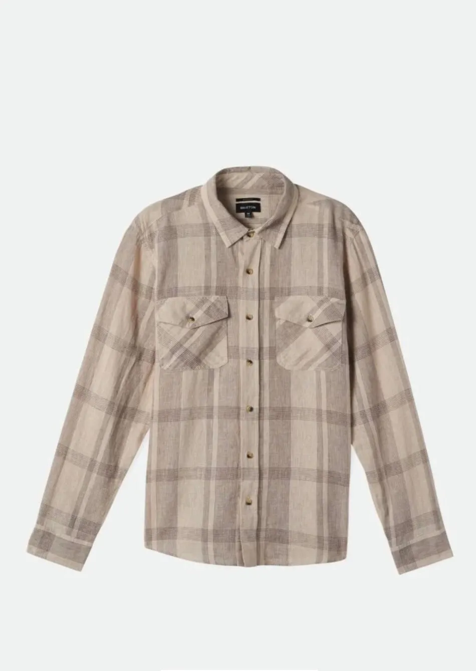 Memphis Linen Blend L/S Whitecap/ Cinder Grey