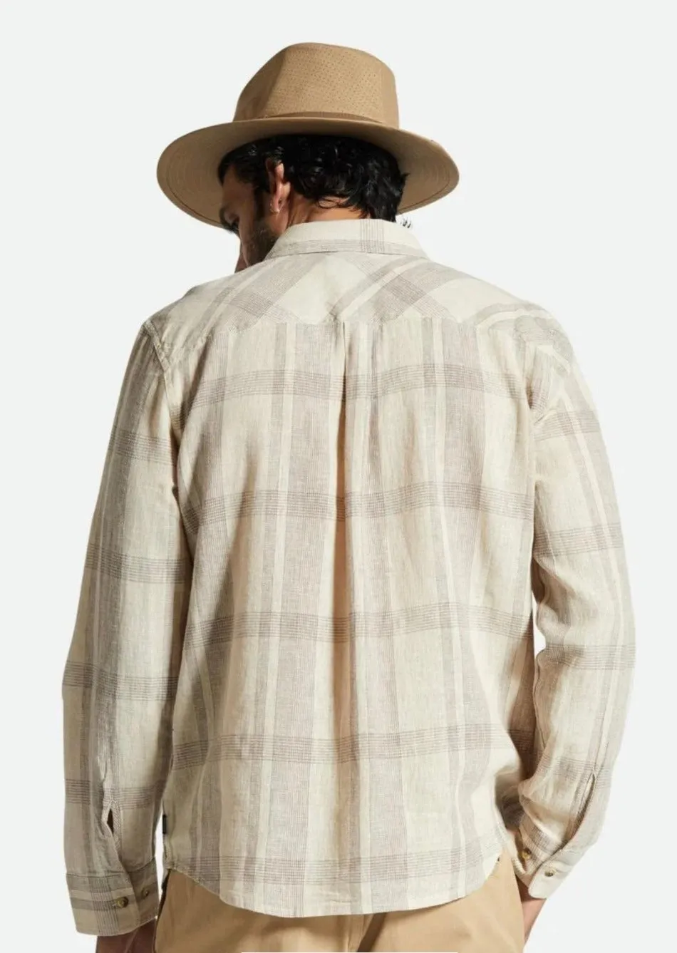 Memphis Linen Blend L/S Whitecap/ Cinder Grey
