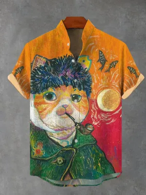 Men's Colorful Animal Fish Print Short Sleeve Shirt